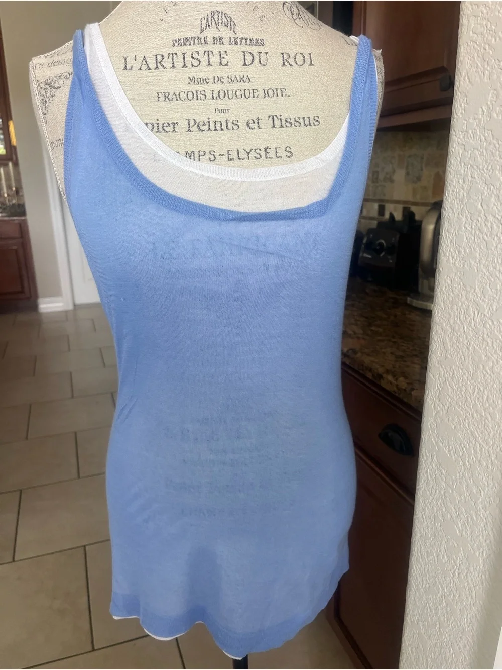 Michael Kors lightweight double layered tank top periwinkle blue & white. SM